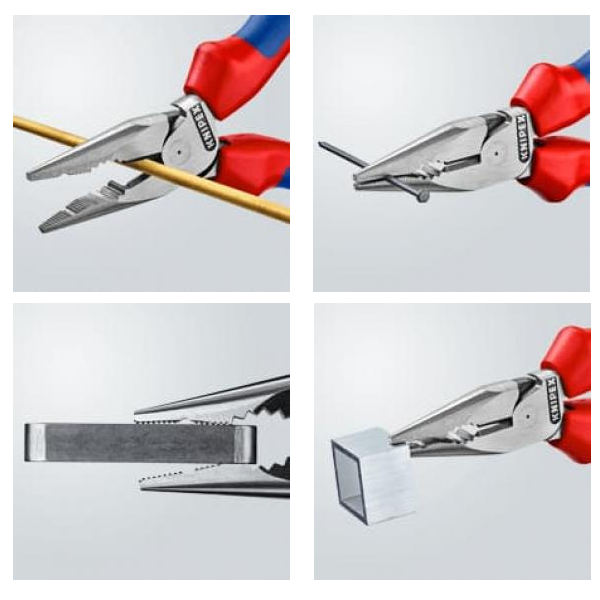 Pince universelle bec fin demi rond Knipex - Longueur 145 mm - Poignées bi-matière