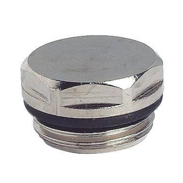 Bouchon plein laiton nickelé mâle 1/2" auto-étanche