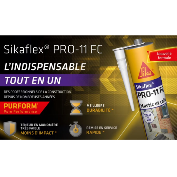 Mastic colle Sikaflex PRO-11 FC Purform Gris Kit EcoFlex 35 recharges avec pistolet