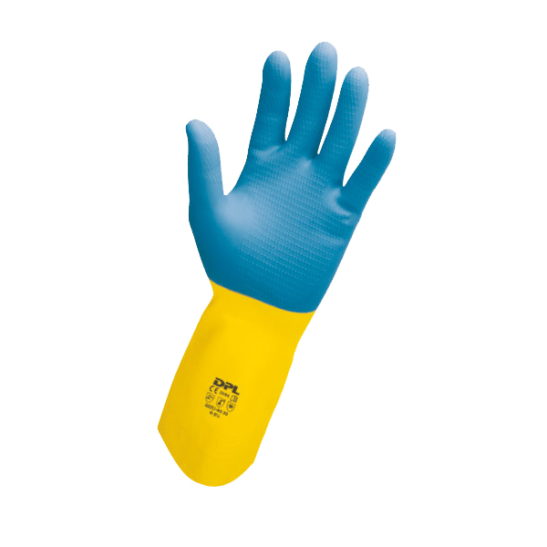 Gants réutilisables en latex bleu et jaune - Taille S SPE SP9/131700