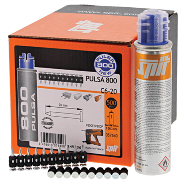 Clou à béton Spit C6 acier longueur 30 mm avec gaz pour Pulsa 40 et 800 - boîte de 500
