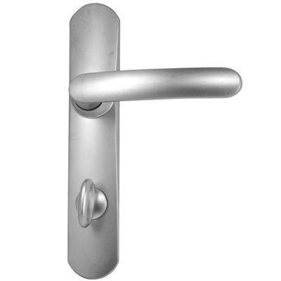 Ensemble poignée de porte à condamnation Vachette Slim - chromé satin - entraxe fixation 195 mm - carré 7 mm