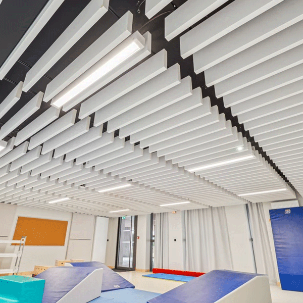 Dalle plafond acoustique verticale à suspendre - Ecophon Solo Baffle blanche avec crochet - 1800 x 600 mm - ép. 40 mm - Lot de 4