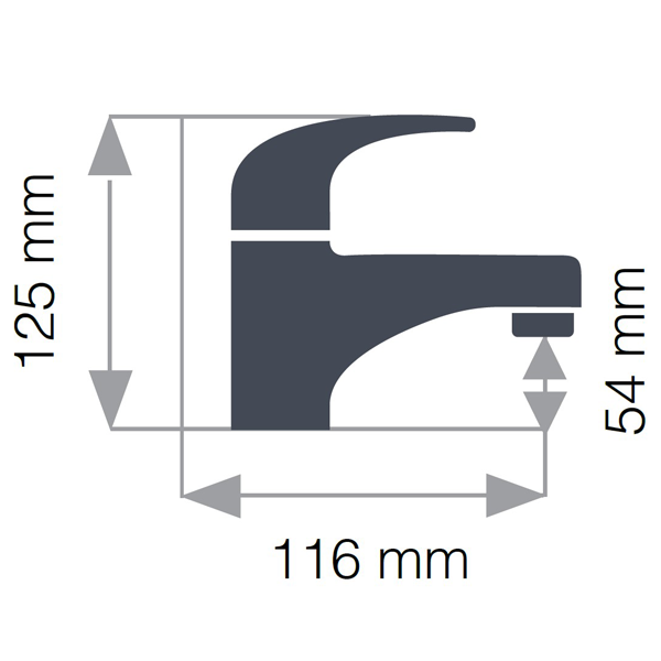 Mitigeur de lavabo avec vidage complet - Tilt Eurosanit - Hauteur 125 mm - Corps en laiton chromé