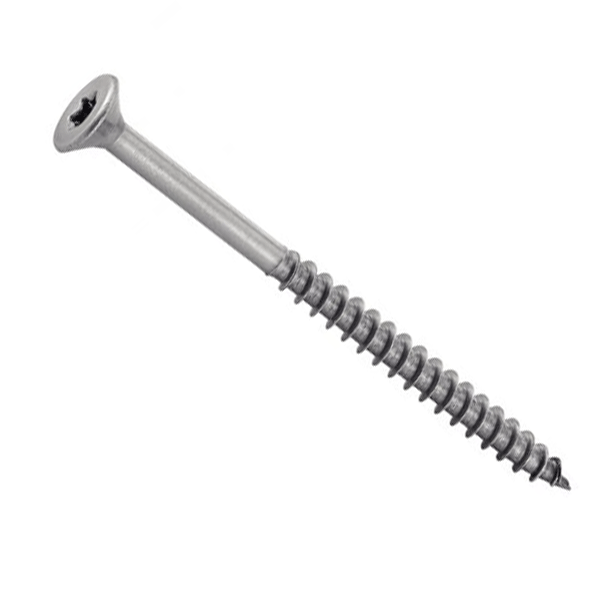 Vis pour aggloméré tête fraisée six lobes filetage partiel inox A2 TX25 6.0x100/60 - boîte de 100