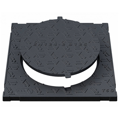 Tampon en fonte B125 à cadre pour boite de branchement - 600,0 mm x 600,0 mm - ⌀ 450,0 mm