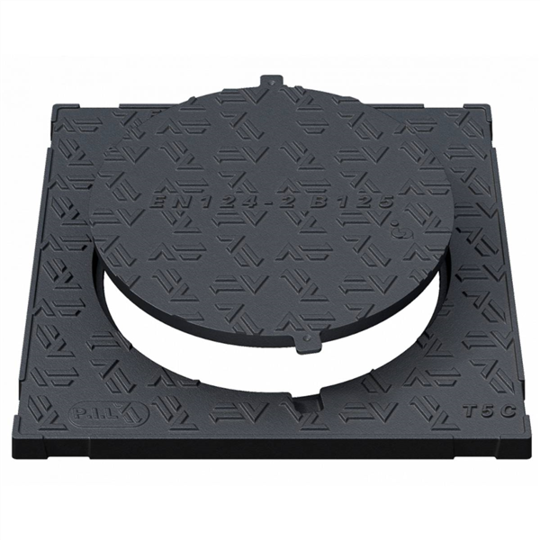 Tampon en fonte B125 à cadre pour boite de branchement - 700,0 mm x 700,0 mm - ⌀ 525,0 mm