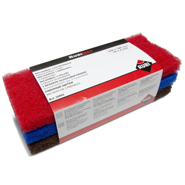 Abrasifs de rechange pour taloche - doux moyen et dur - 25 x 10 x 2.5 cm - lot de 3