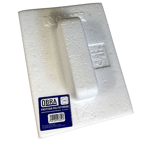 Taloche polystyrène Obra pour lissage du béton longueur 15 cm largeur 20 cm