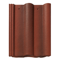 Tuile béton Double Romane - grand moule faible relief - Monier - 42 x 33 cm - Rouge vieilli