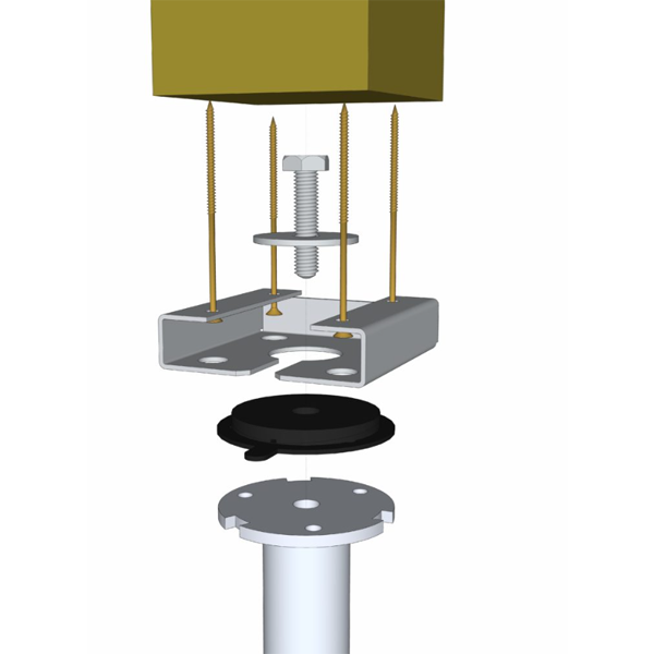 Connecteur Wood 90 pour poteau en bois vertical sur vis de fondation Weasyfix - acier galvanisé