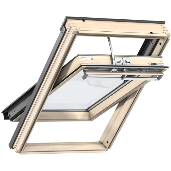 Fenêtre de toit motorisée Velux GGL Integra tout confort SK06 ClearFinish bois verni - 114,0 CM x 118,0 CM