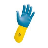 Gants de protection chimique en latex bleu et jaune - Taille L