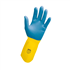 Gants de protection chimique en latex bleu et jaune - Taille L