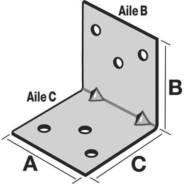 Équerre d'assemblage 40x40x40 mm épaisseur 2 mm