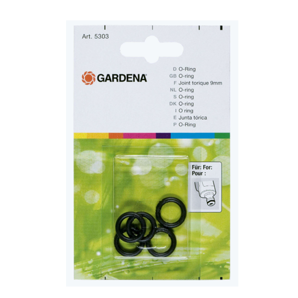 Joint torique d'étanchéité pour raccords d'arrosage - Diamètre 9 mm - Gardena - Lot de 5