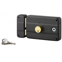 Serrure en applique horizontale à fouillot et double cylindre Thirard - gauche - noire - 3 clés - axe 120 mm