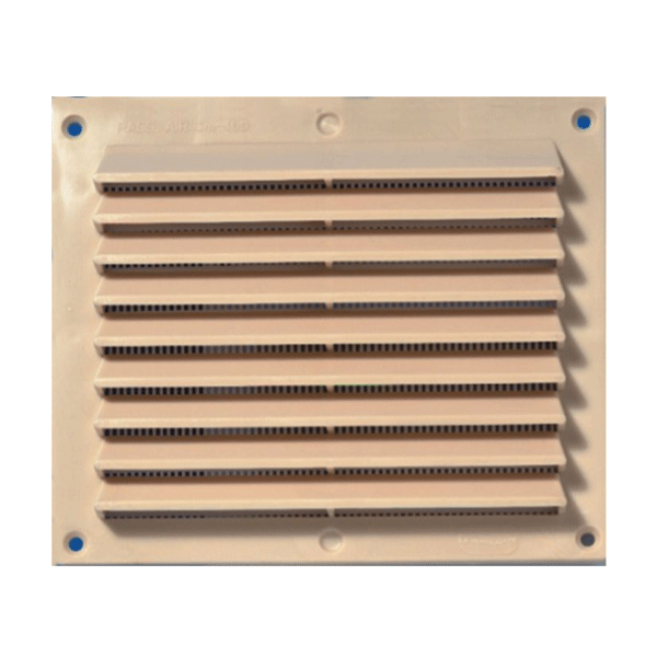 Grille de ventilation à auvents anti-pluie et moustiquaire - 175 x 146 mm - Sable