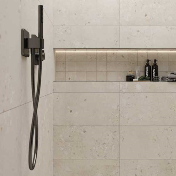 Faïence salle de bain effet carrelage terrazzo - Castone - 60,0 CM x 30,0 CM - ép. 8,00 MM - Beige dune