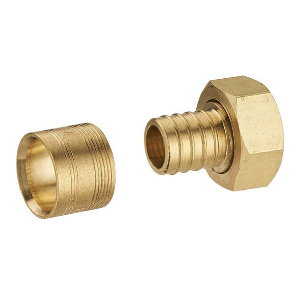 Raccord femelle écrou tournant pour tube PER - F 15 x 21 - Diamètre 12 mm - Laiton - Lot de 10