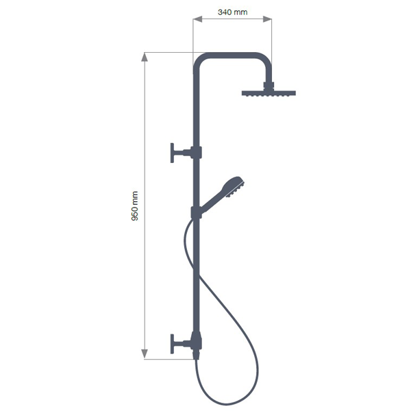 Colonne de douche avec mitigeur thermostatique - Dervenn Eurosanit - Hauteur réglable - Inox chromé