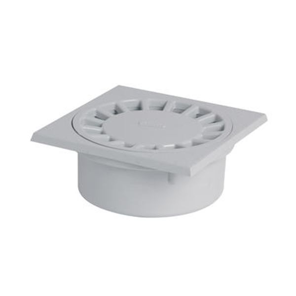 Siphon de cour PVC carré 15x15x6,3cm emboîture incorporée verticale SC456G