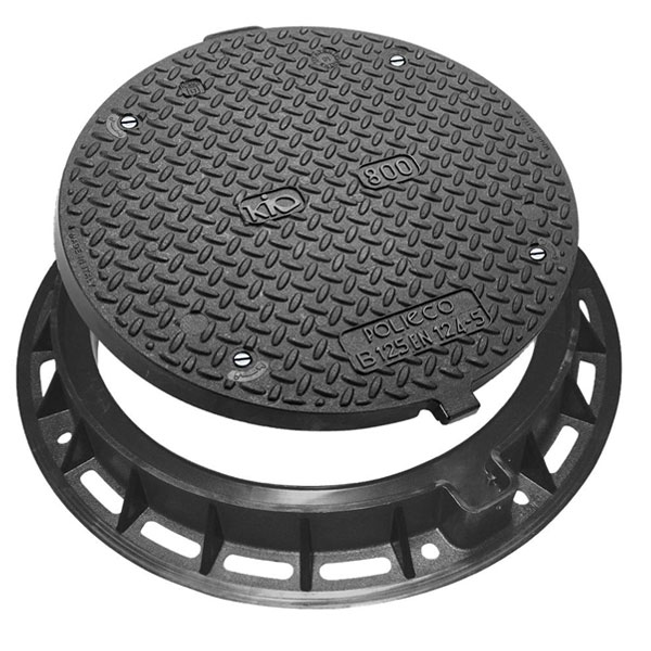 Tampon de regard composite rond - KIO 800 B125 - Diamètre 840 mm - Noir