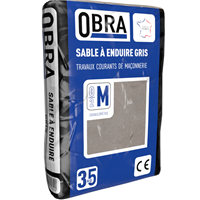Sable à enduire pour travaux de maçonnerie Obra granulométrie 0/2 mm mixte Gris sac de 35 kg