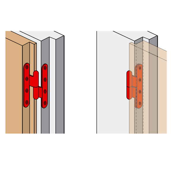 Paumelle bague coudée 100° bouts ronds sens droit Torbel acier zingué blanc NF 140x60x70 mm