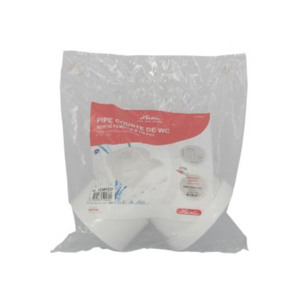 Pipe courte Nicoll pour WC - Diamètre raccord 100 mm - Angle 90° - PVC Blanc