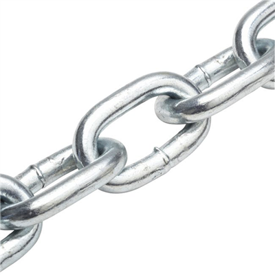 Chaîne droite soudée en acier zingué - DIN 763 - Diamètre 4 mm - 32 x 8 - Bobine de 25 mètres