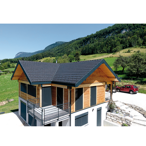 Tuile en terre cuite grand moule aspect plat - Signy - Anthracite