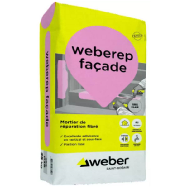 Mortier fibré de réparation non structurale du béton Weberep Façade