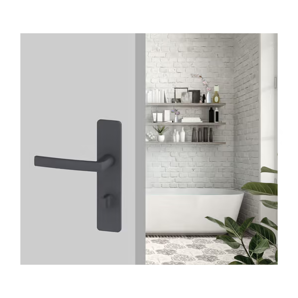 Ensemble poignée de porte à condamnation Vachette Koya - alu noir - entraxe fixation 195 mm - carré 7 mm