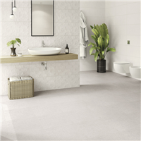 Carrelage intérieur en grès émaillé effet pierre Edilis Evora - 45,0 cm x 45,0 cm - ép. 8,5 mm - Blanc