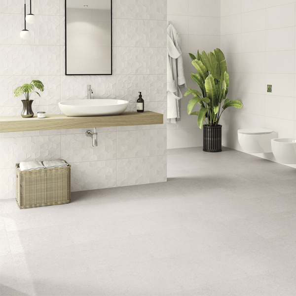 Carrelage intérieur en grès émaillé effet pierre Edilis Evora - 45,0 CM x 45,0 CM - ép. 8,5 MM - Blanc