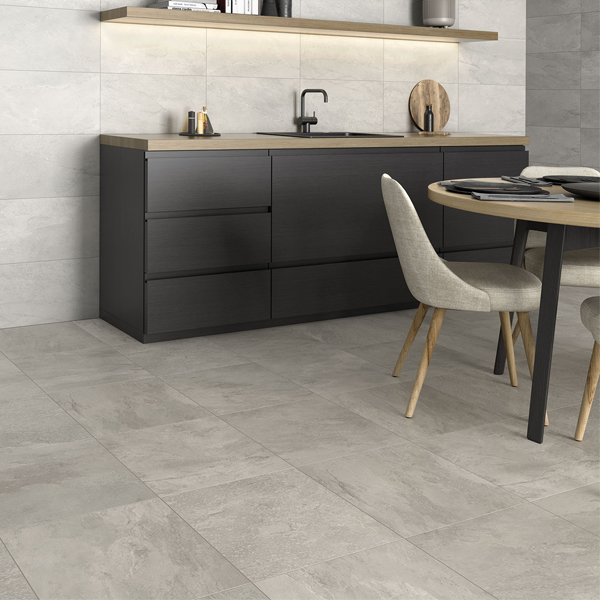 Carrelage intérieur en grès émaillé effet pierre Edilis Ruben - 45,0 CM x 45,0 CM - ép. 8,5 MM - Gris