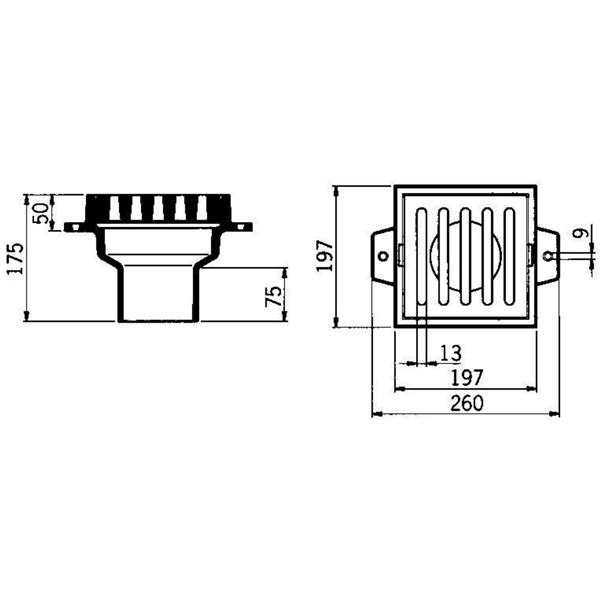 AVALOIR FONTE REF. 6199.00.00 CADRE D245 SORTIE DN100 H