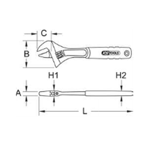 Clé à molette longueur 10 pouces ouverture de 28 mm finition chromée KStools