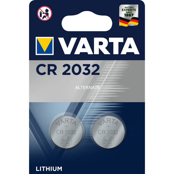 Pile électronique bouton Varta CR2032 - Lot de deux piles