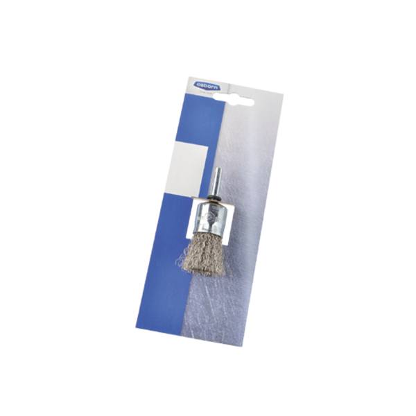 Brosse pinceau abrasive Osborn - Tige 6 mm Diamètre 25 mm - Fil ondulé d'acier inoxydable