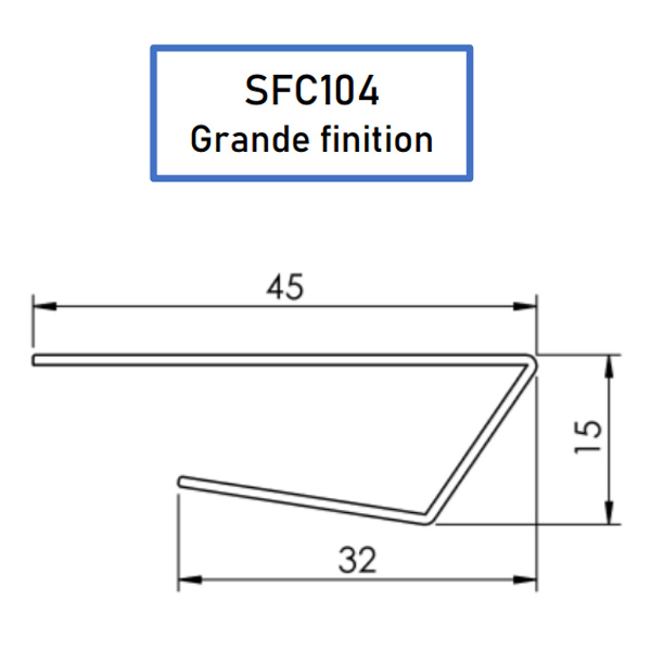 Profil U PVC grande finition côté pour lambris de sous toiture - pose inclinée - Blanc - Longueur 4,00 M