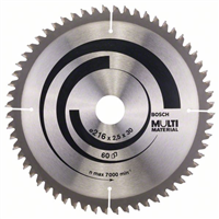 Lame scie circulaire Bosch multi-matériaux diamètre 216 mm alésage 30 mm 60 dents