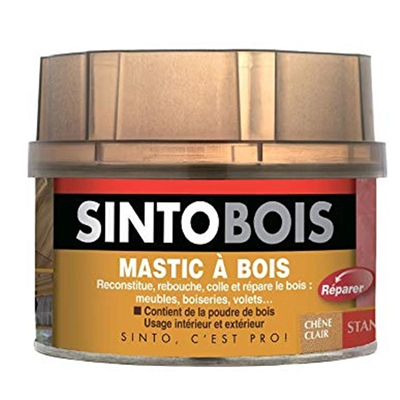Mastic à bois pour réparations courantes - Séchage rapide - Couleur chêne clair - Boîte 190gr