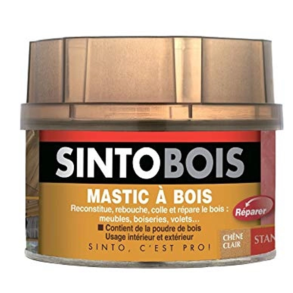 Mastic à bois pour réparations courantes - Séchage rapide - Couleur chêne clair - Boîte 190gr