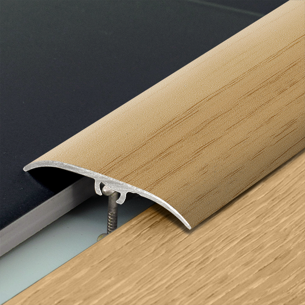 Seuil de porte multi-niveaux à fixation invisible - Plaxé Harmony Dinac - Aluminium avec film PVC chêne clair - 41 MM x  - 93,0 CM