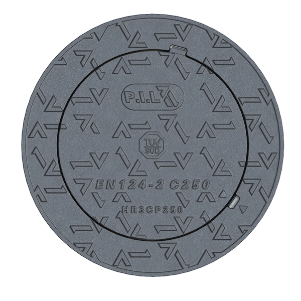 Regard de visite rond en fonte C250 avec couronnement béton C35/45 - garde anti-odeur et relief antidérapant  - Ø 390,0 mm