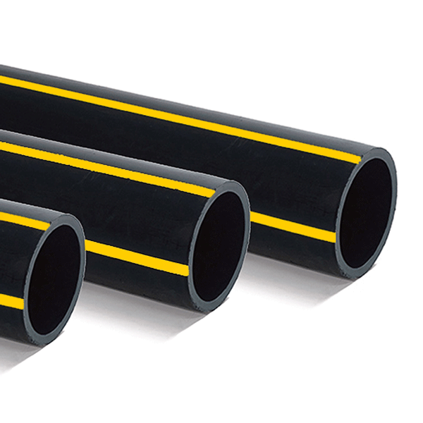Tube PEHD PE100 Gaz à bande jaunes NF114 - Ø125 mm - barre de 6 m