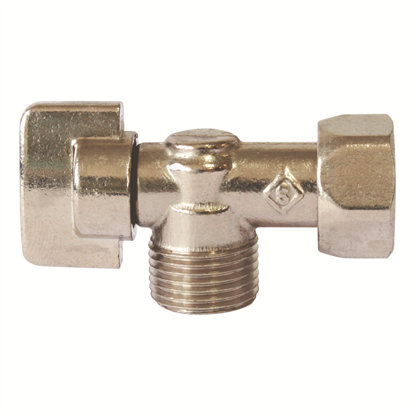 Robinet d'arrêt équerre pour WC - Ecrou tournant 3/8" - Poignée 1/4 de tour