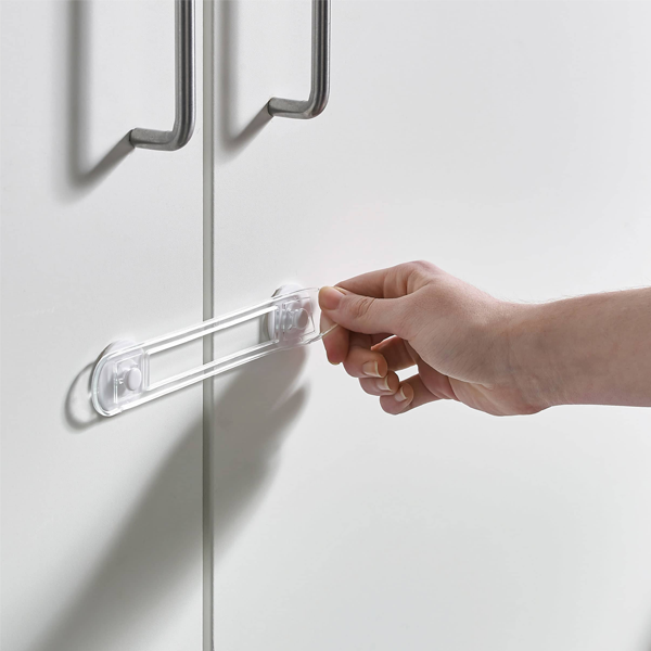 Bloque placard souple de sécurité - Fixation adhésive - Nordlinger Pro - Plastique transparent - Lot de 2